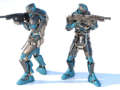 Game Movie Characters In Futuristic Armored Suits With Guns 3d model