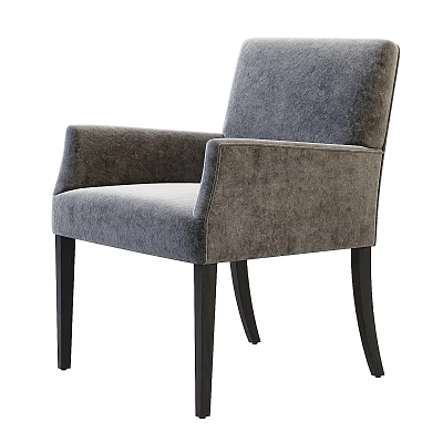 Modern Gray Upholstered Accent Chair With Armrests And Black Wooden Legs 3d model