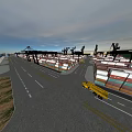 Busy Container Port Terminal With Stacked Cargo Containers Cranes And Trucks