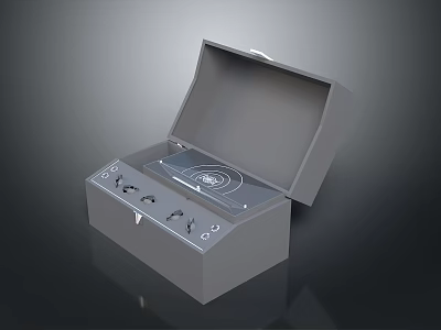 Gray Electronic Device With Open Lid And Control Panel Features Internal Compartment 3d model