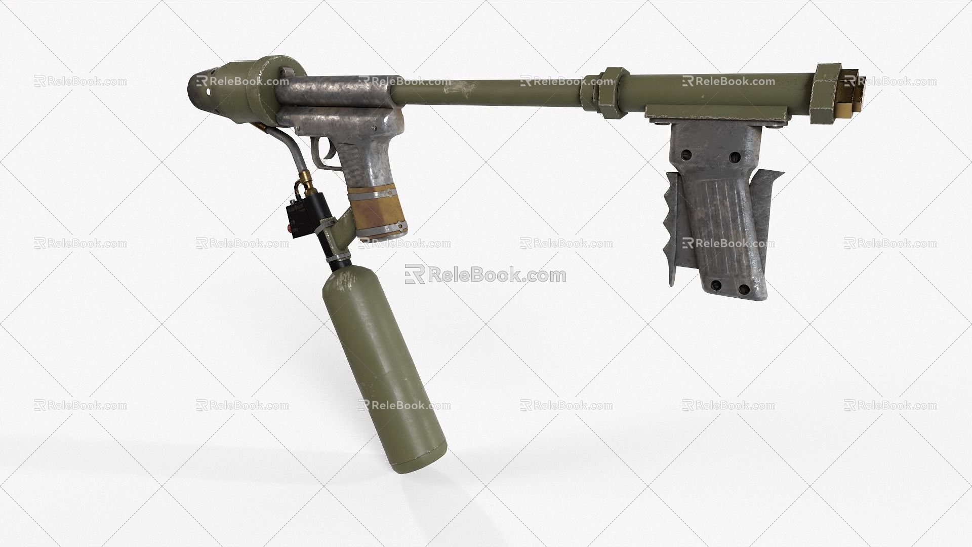 Flame Launcher Weapon War World War II Flame Launcher Military Heavy Weapon Equipment 3d model