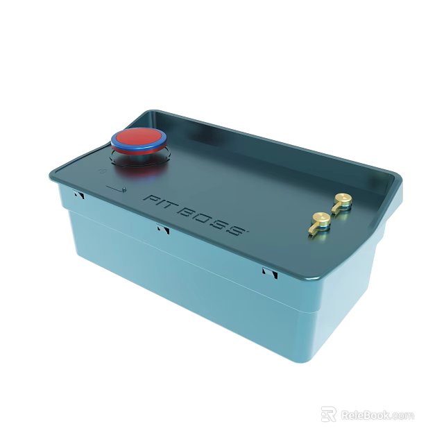 FITBOSS Electronic Device With Blue Case Red Button And Gold Connectors 3d model
