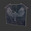 Dark Decorative Wall Hanging With Spread Winged Eagle Design Dot Pattern And Gold Accents