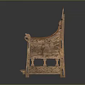 Vintage Wooden Leisure Chair With Intricate Carved Patterns And Decorative Armrests