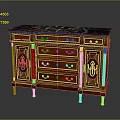 Classic Antique Wooden Cabinet With Marble Top Drawers Carved Details And White Legs
