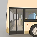 Beige And Black Double Decker Bus With Upper Lower Seats And Windows 3d model