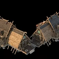 Traditional Wooden Houses With Thatch Roofs Rustic Design And Wooden Frames Chimneys