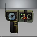 Vintage Style Electronic Control Panel With Antenna Circular Gauge And Green Screen