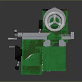 Green Lathe Machine With Control Panel Spindle And Reflective Surface