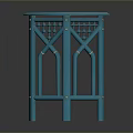 Modern Wooden Stools With Hexagonal Top And Crossed Lattice Design Legs In Orange And Blue