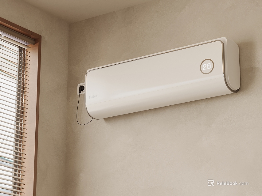 White Wall Mounted Air Conditioner Installed In Modern Room Interior 3d model 