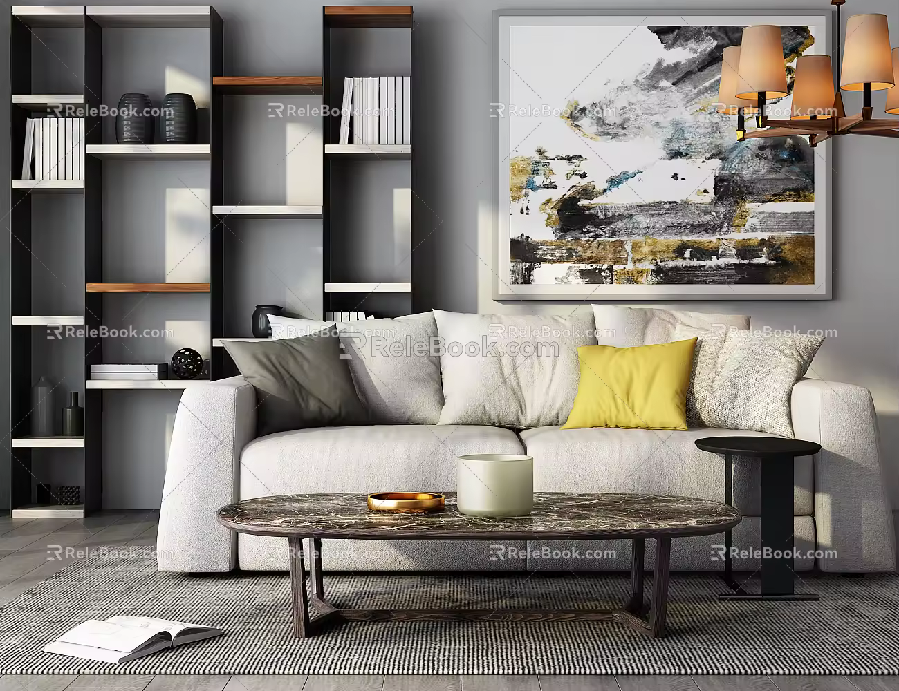 Modern double sofa combination 3d model