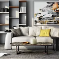 Modern double sofa combination 3d model