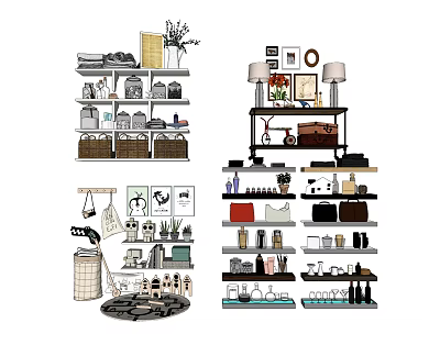 Modern Storage Rack Shelf Storage Rack Bookshelf Still Life Ornaments 3d model