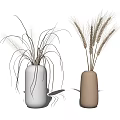 Decorative Vases With Dried Wheat Stalks In White And Brown For Home Decor