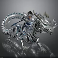 Futuristic Silver Blue Mythical Dragon With Armored Rider And Mechanical Details