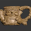 Ornate Golden Mug With Intricate Dragon Carvings And Decorative Handle