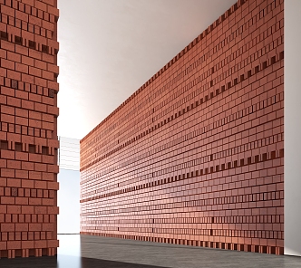 Red brick wall brick wall 3d model