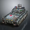 Military Armored Tank With Red Star Emblem Turret And Complex Equipment