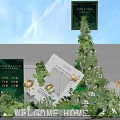 Interior Floral Art Installation With Green Plants Yellow Flowers Decorative Frames And Welcome Signage