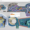 Kids Playground Design With Colorful Tracks Slides And Dino Elements