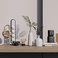 Tabletop Decorative Ornament Set With Vases Green Plants Books And Various Materials