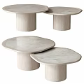 Modern Dining Table Set With Irregular Marble Top And Sturdy Wooden Legs 3d model