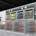Modern Mall Store Interior With Shelves Products Display And Cashier Counter