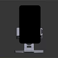 Modern Metal Phone Stand Supporting Black Smartphone With Adjustable Design 3d model