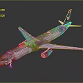 Modern White Passenger Airplane with Twin Engines Main Wings and Blue Red Tail Fin