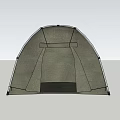 Open Green Camping Tent Interior With Woman Resting Comfortably Inside