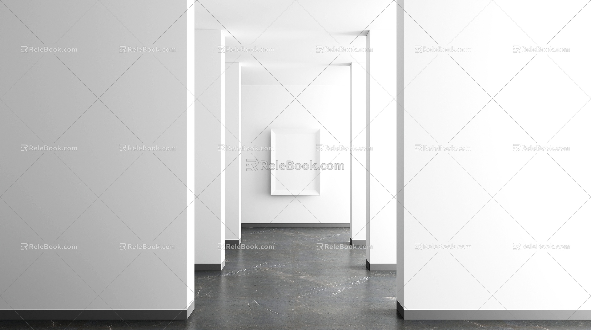 Modern aisle interior minimalist corporate commercial 3d model