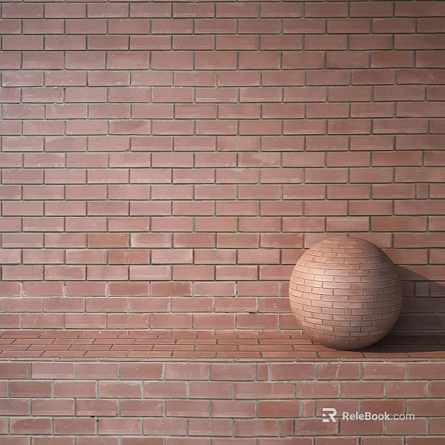 Red Brick Wall And Decorative Sphere Component In Modern Setting 3d model
