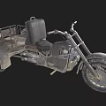 Vintage Motorcycle With Sidecar Black Seat Metal Frame And Rustic Look