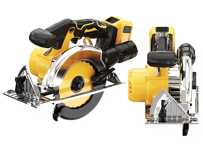 Professional Industrial Circular Saws with Yellow Black Design and Powerful Cutting Features 3d model