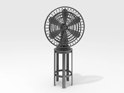 Sturdy Electric Floor Fan With Metal Grill Stand And Black Design For Home Cooling Use 3d model