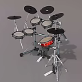 Electronic Musical Instrument Drum Set With Multiple Pads Cymbals Stands And Pedals