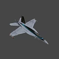Gray Fighter Jet Model With Blue Stripes Cockpit And Landing Gear