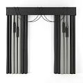 Elegant Black and Gray Curtains with Valance Sheer Panels and Decorative Tassels Window Treatment