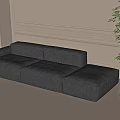 Modern Leather Multiplayer Sofa 3d model