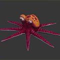 Vibrant Orange and Pink Octopus With Large Eyes And Colorful Tentacles