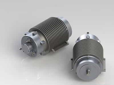 Silver Metallic Mechanical Components With Threaded Cylinders And Mounting Parts 3d model