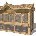 Traditional Two Story Wooden House With Classic Roof Balcony And Glass Windows