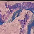 Red Rock Canyon Natural Landscape With Winding River And Aerial View Scenery