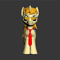 Pony Toy Figure with Yellow Mane Tail Green Eyes Sunglasses Red Necktie Blue V Pattern