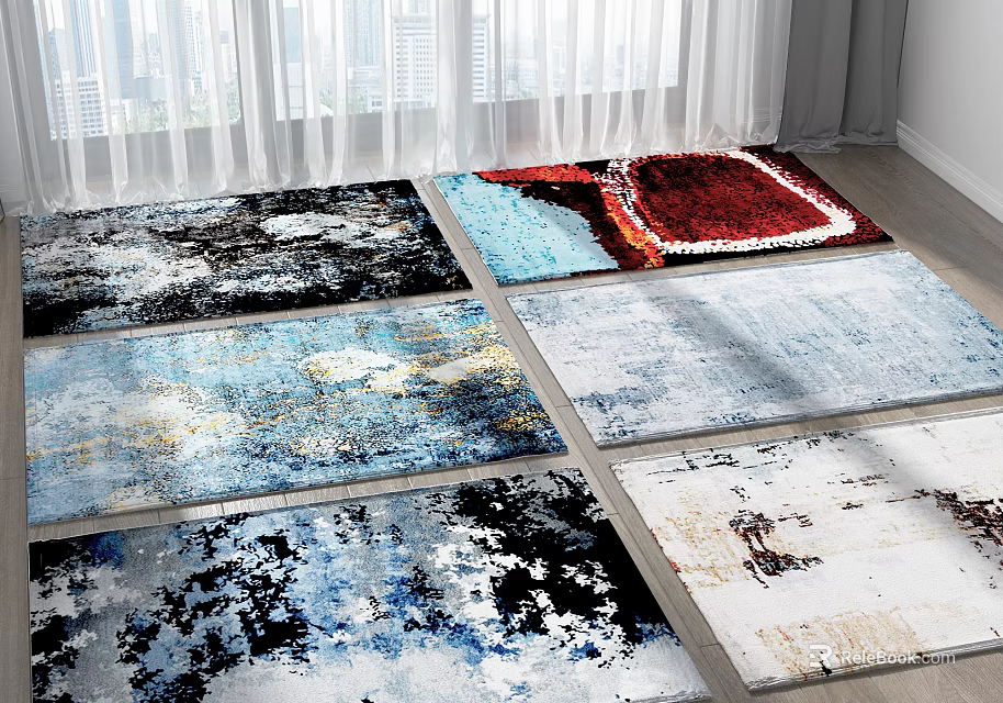 Square Rugs With Various Abstract Patterns And Modern Colors For Home Decor 3d model 