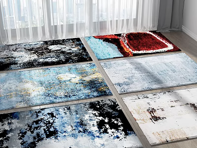Square Rugs With Various Abstract Patterns And Modern Colors For Home Decor 3d model