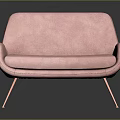 Pink Modern Sofa With Soft Velvet Upholstery And Rose Gold Metal Legs