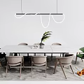 Modern Dining Table and Chair Combination Dining Table and Chair Combination Dining Table and Chair Chandelier 3d model