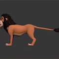 Cartoon Lion Character With Orange Body Black Mane And Green Eyes